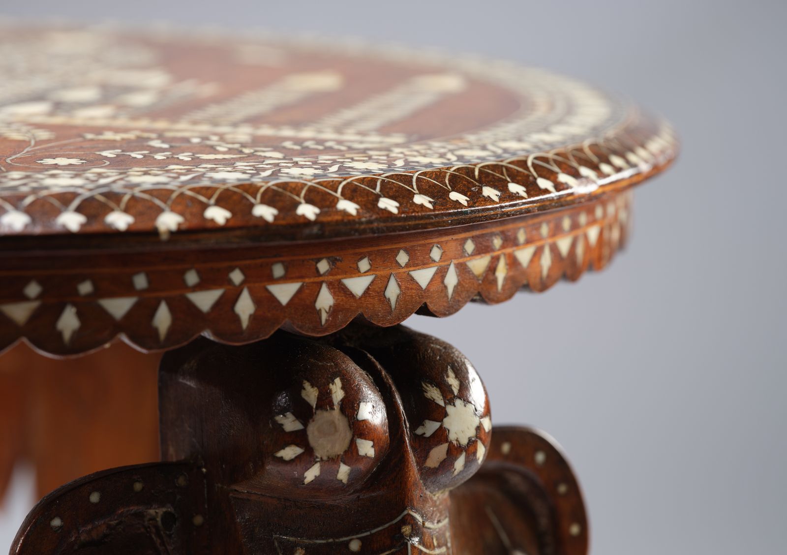 The Antique 'Taj Mahal' Inlaid Teak Elephant Side Table Circa 1910. photo buy