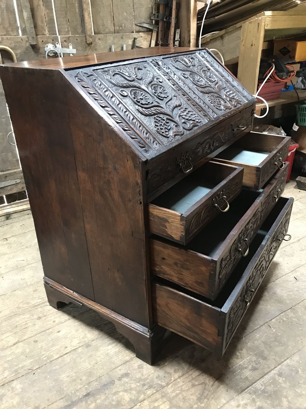 Early 19th Century Hand Carved Oak Bureau/ Drawers . photo buy