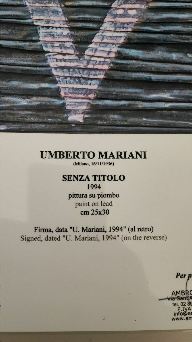 photo vintage Work By Umberto Mariani, Painting On Metal Plate, 1994