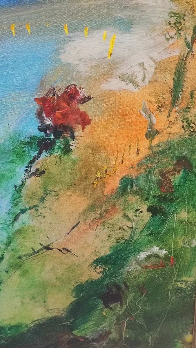 Work By Ernesto Treccani, Oil On Canvas, Rose Of Love photo Art