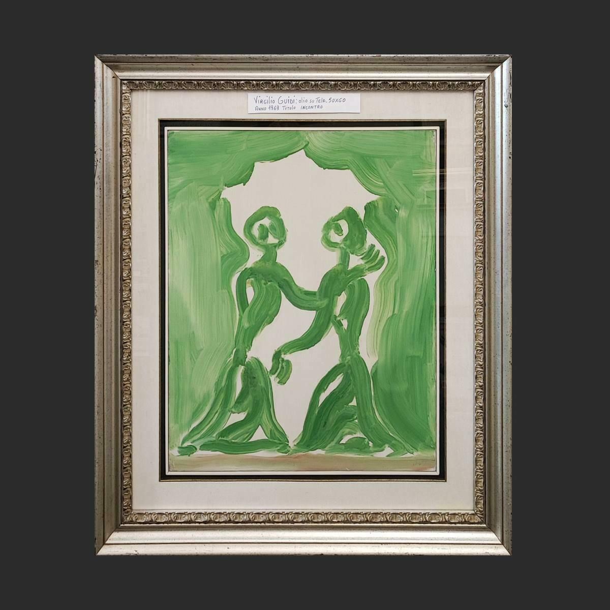 Work By Virgilio Guidi, Oil On Canvas From 1969, Meeting