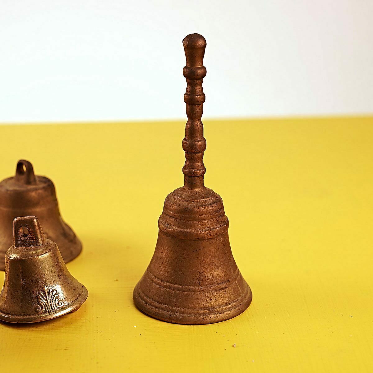 Vintage Metal Bells, 4 Pieces, 1800s photo furniture