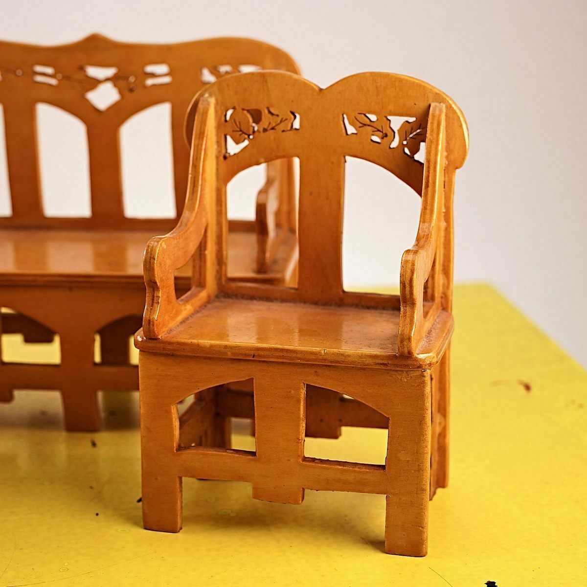 Vintage Wooden Doll Lounge, 4 Pieces photo for sale