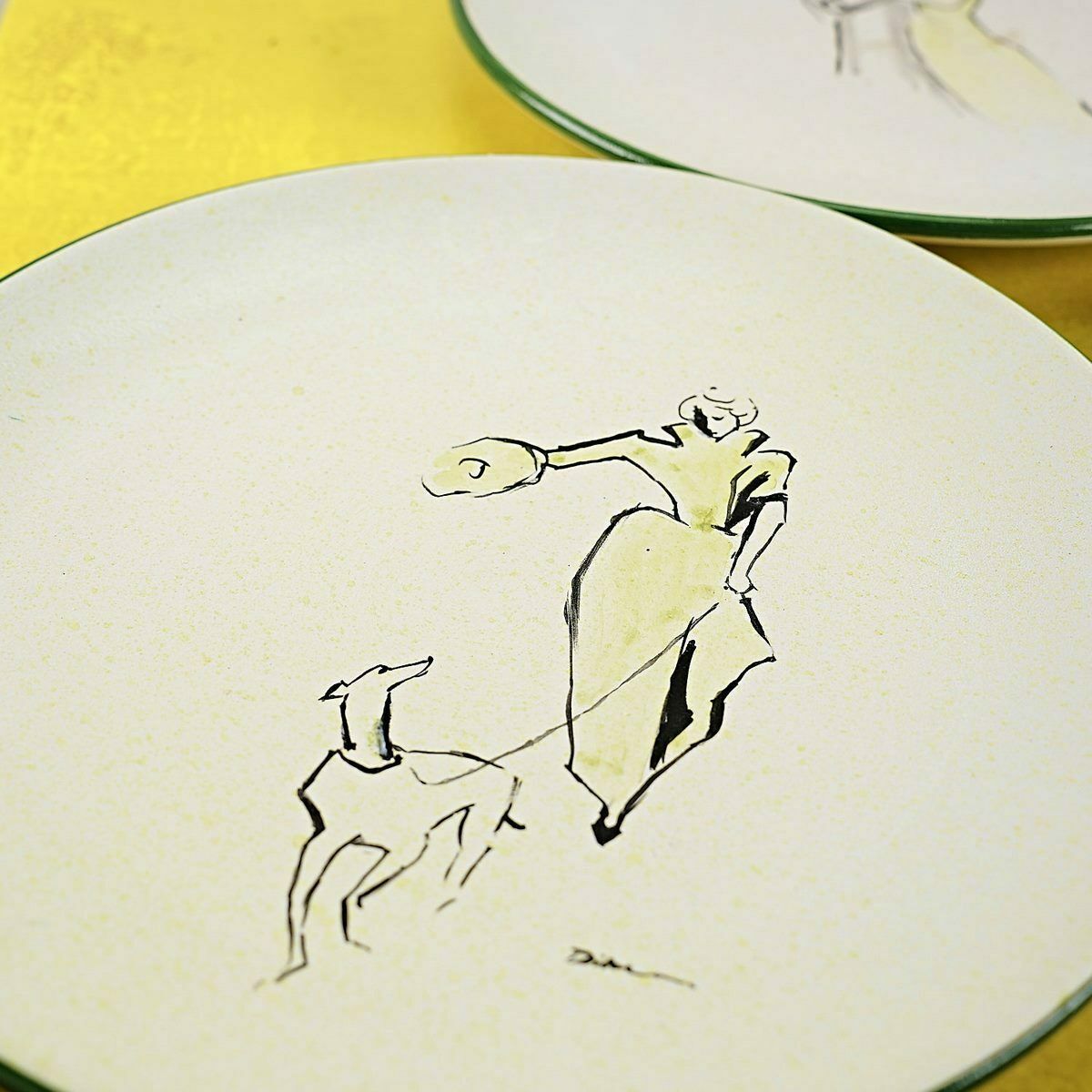 Lot Of 3 Vintage Ceramic Ornamental Plates With Hand Painted Figures photo furniture
