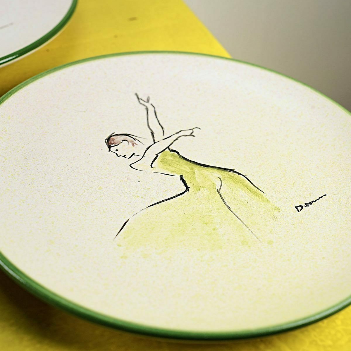 Lot Of 3 Vintage Ceramic Ornamental Plates With Hand Painted Figures photo for sale