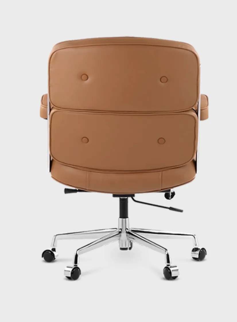 Mid Century Style Executive  Office Chair   Tan Brown Leather photo 779.0