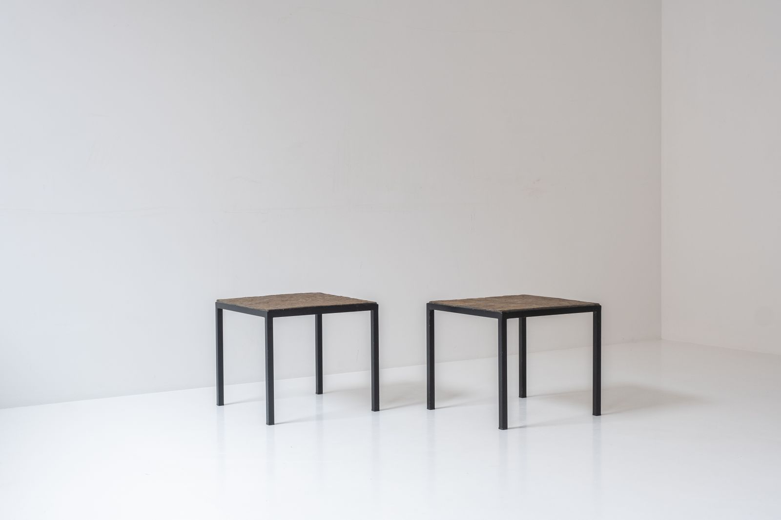 Set Of 2 Identical Square Slate Stone Coffee Table From The 1950’s. photo buy