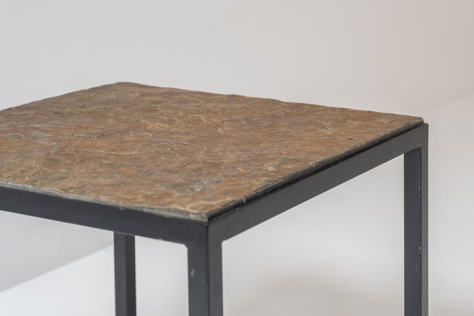Set Of 2 Identical Square Slate Stone Coffee Table From The 1950’s. photo vintage