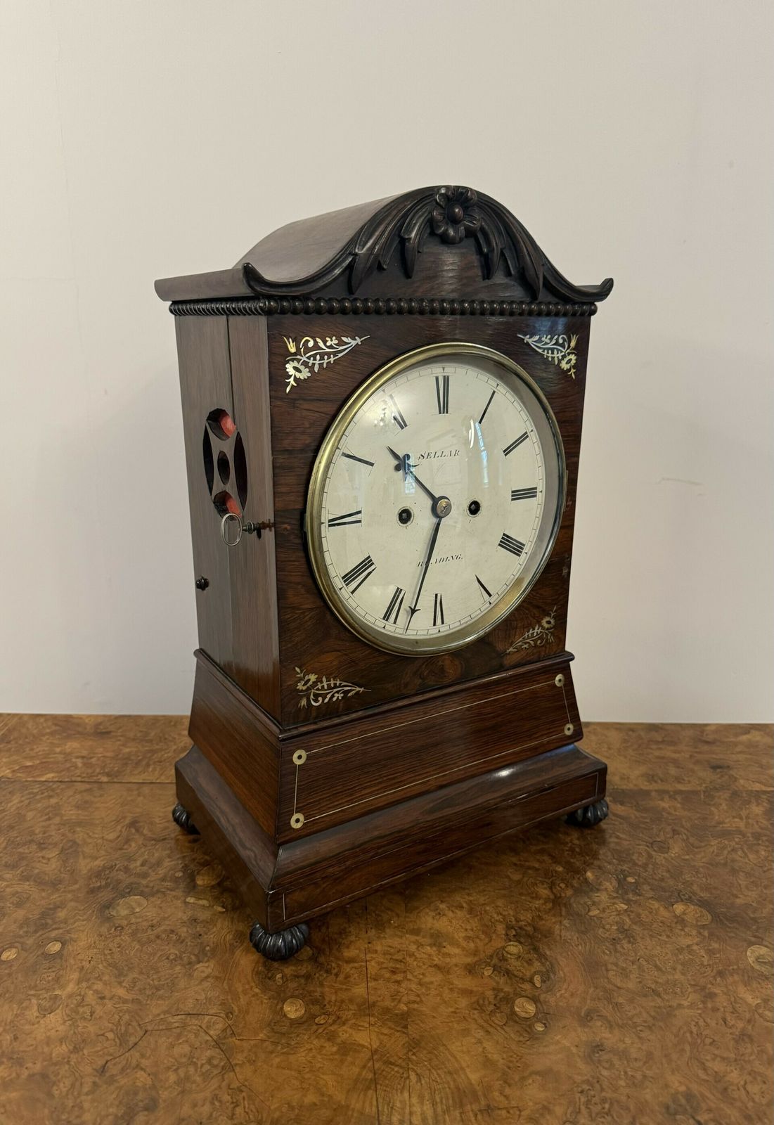 Superb Quality Antique Regency Rosewood Inlaid Bracket Clock By Seller Of Reading photo vintage
