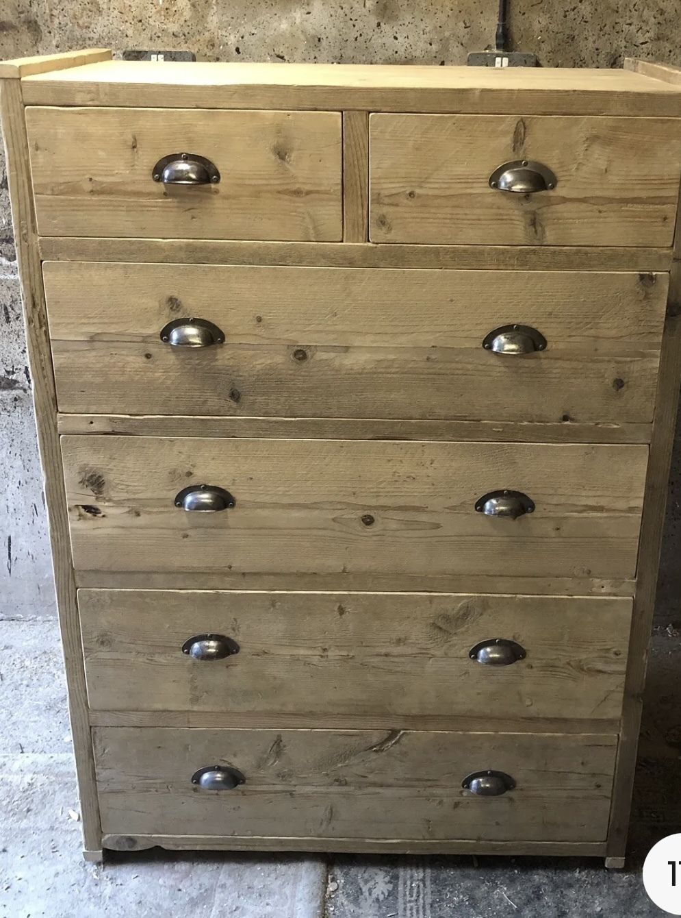 Reclaimed Hand Made Chest Of Draws ( Raw Clear Wax Finish ) photo vintage