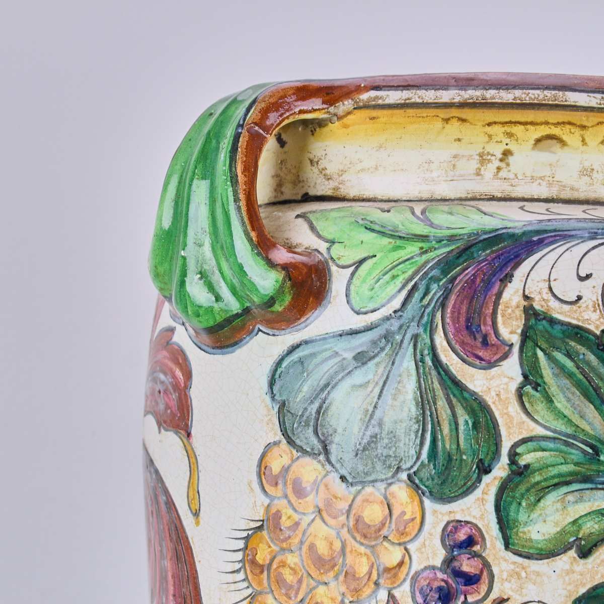 Glazed Terracotta Vase With Floral Motif photo for sale
