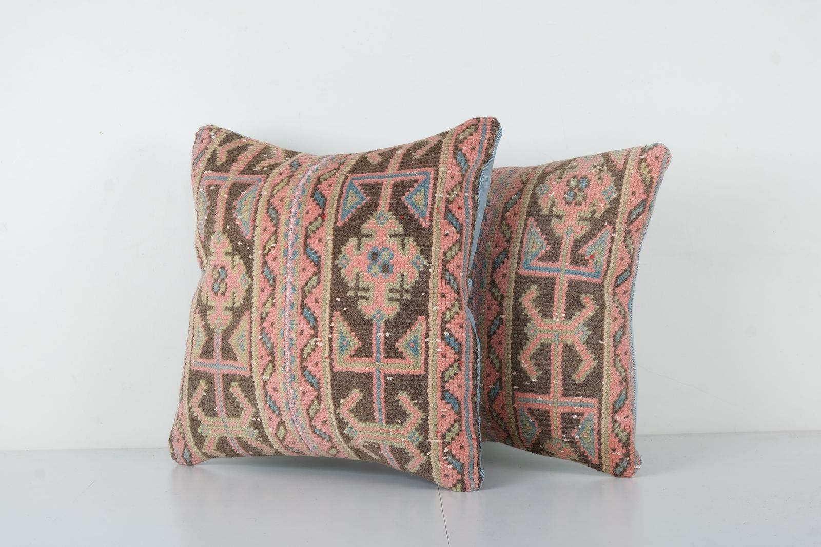 Pair Anatolian Carpet Pillow Case, Set Of Two Muted Oushak  Cover photo Textiles