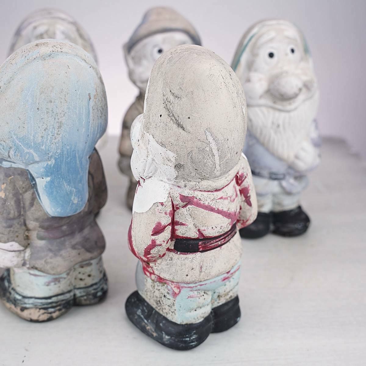 Lot Of Vintage Light Plaster Dwarfs From The 50s And 60s photo Home Decor