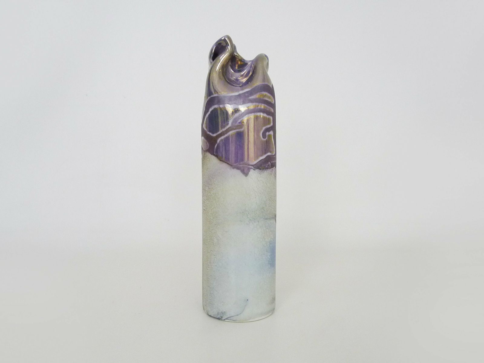 Joseph Bougère Iridescent Purple Pink Ceramic Vase Signed Jb 1989 photo Home Decor