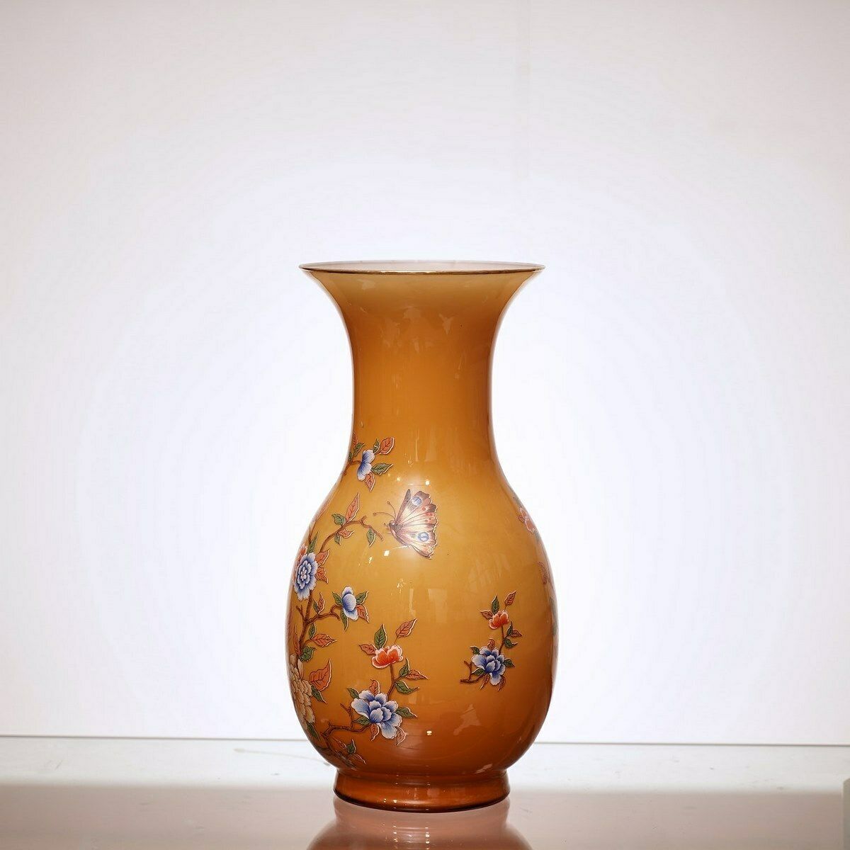 Woven Glass Vase With Butterflies And Flowers