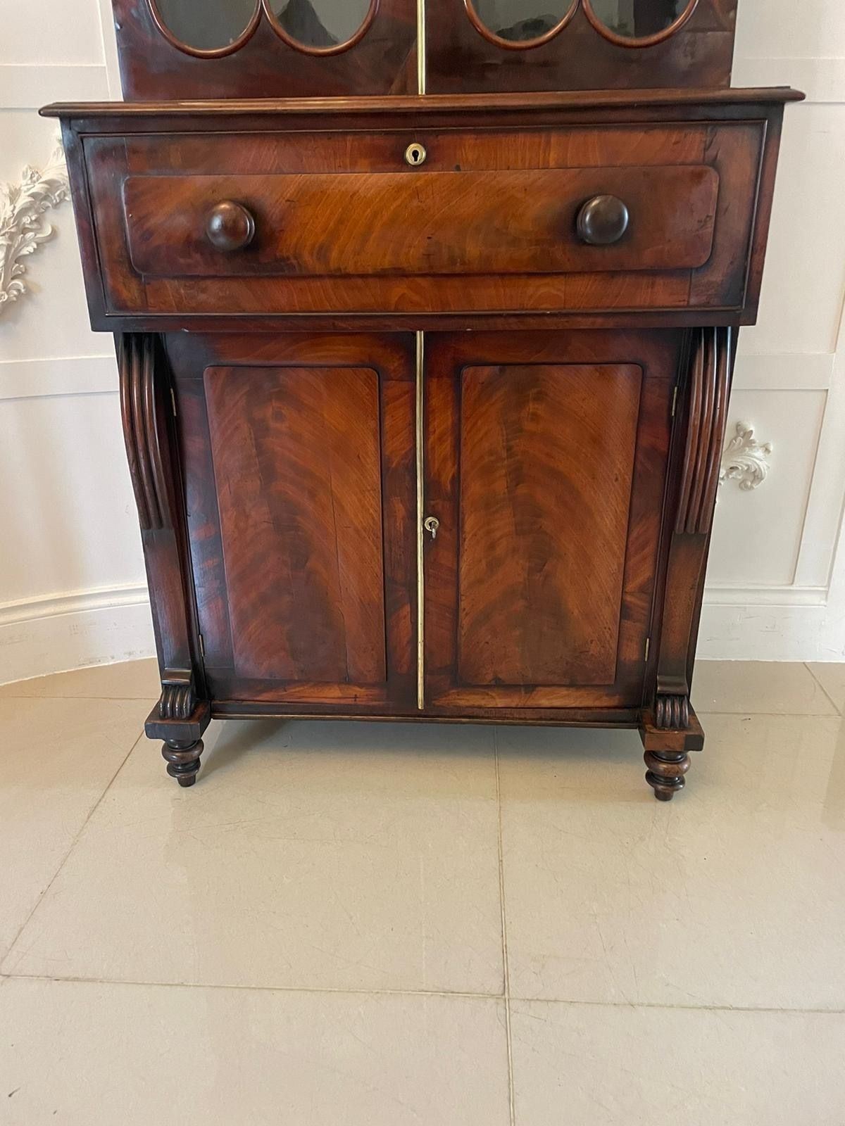 Small Antique Quality Figured Mahogany Secretaire Bookcase photo vinterior