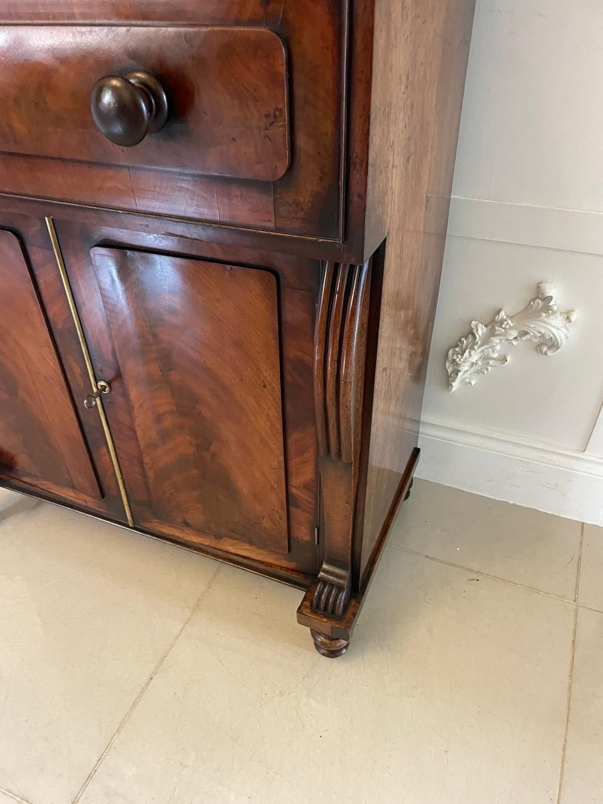 photo for sale Small Antique Quality Figured Mahogany Secretaire Bookcase