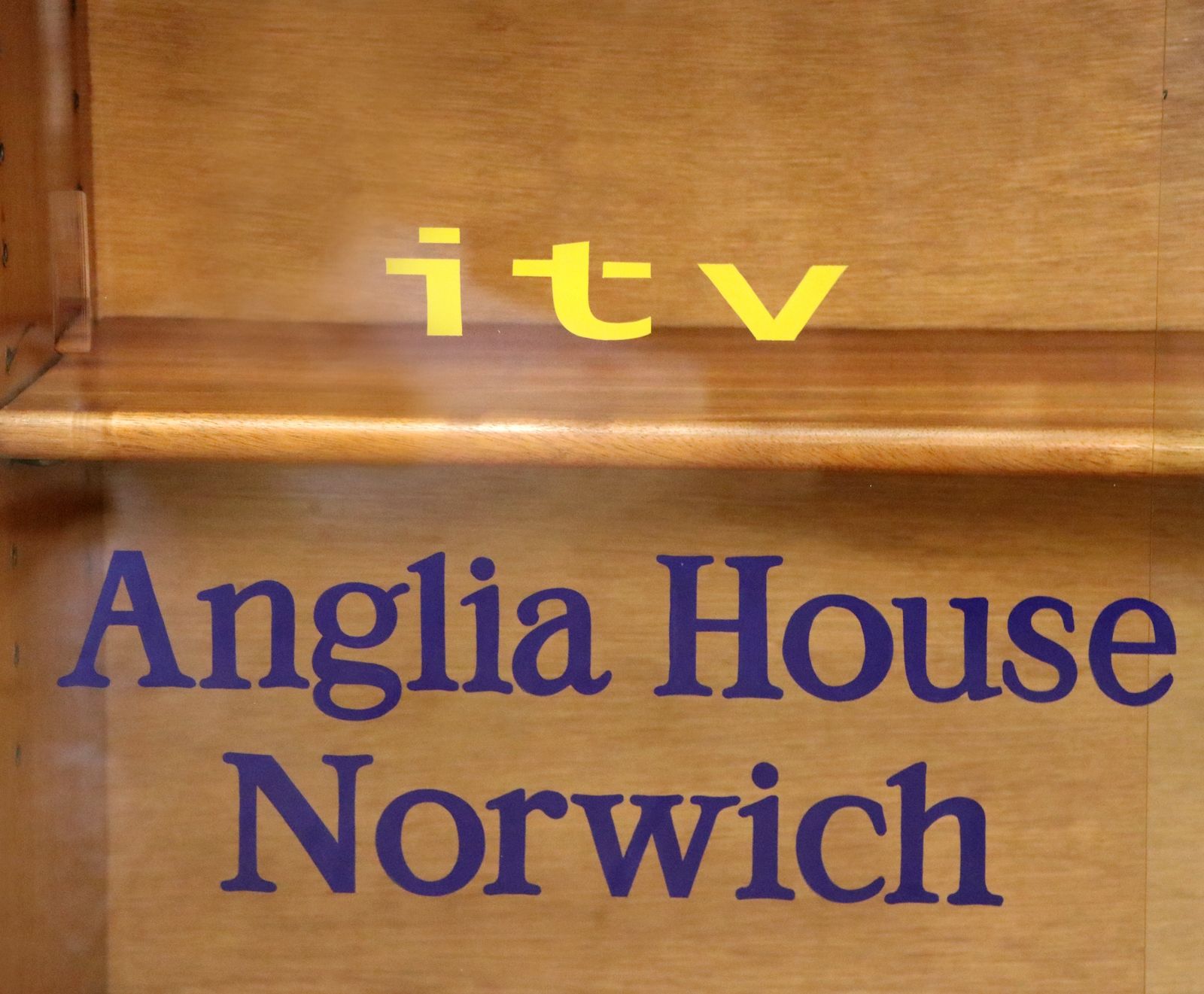 Furniture A Lovely Quality Mid Century Bookcase Cabinet,  Later Sign Written For Anglia Television. photo