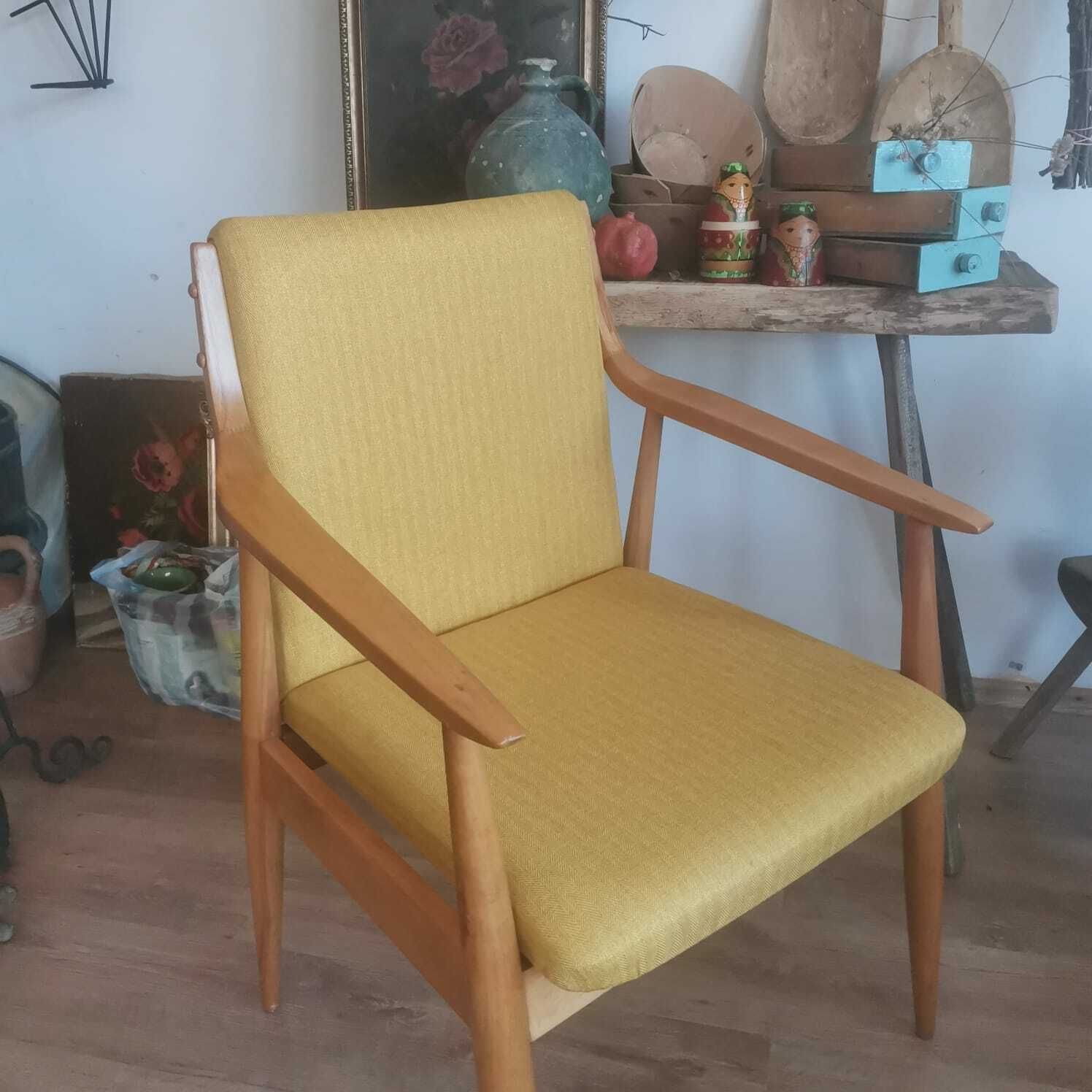 Furniture Mid Century Austrian Hand Made Chair From Oak. 1940s photo
