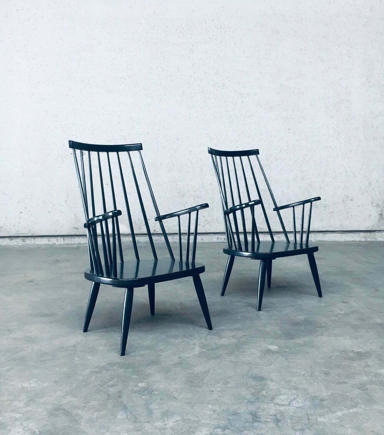 Scandinavian Design Spindle Back Lounge Chair Set, Denmark 1960's photo 1600.0