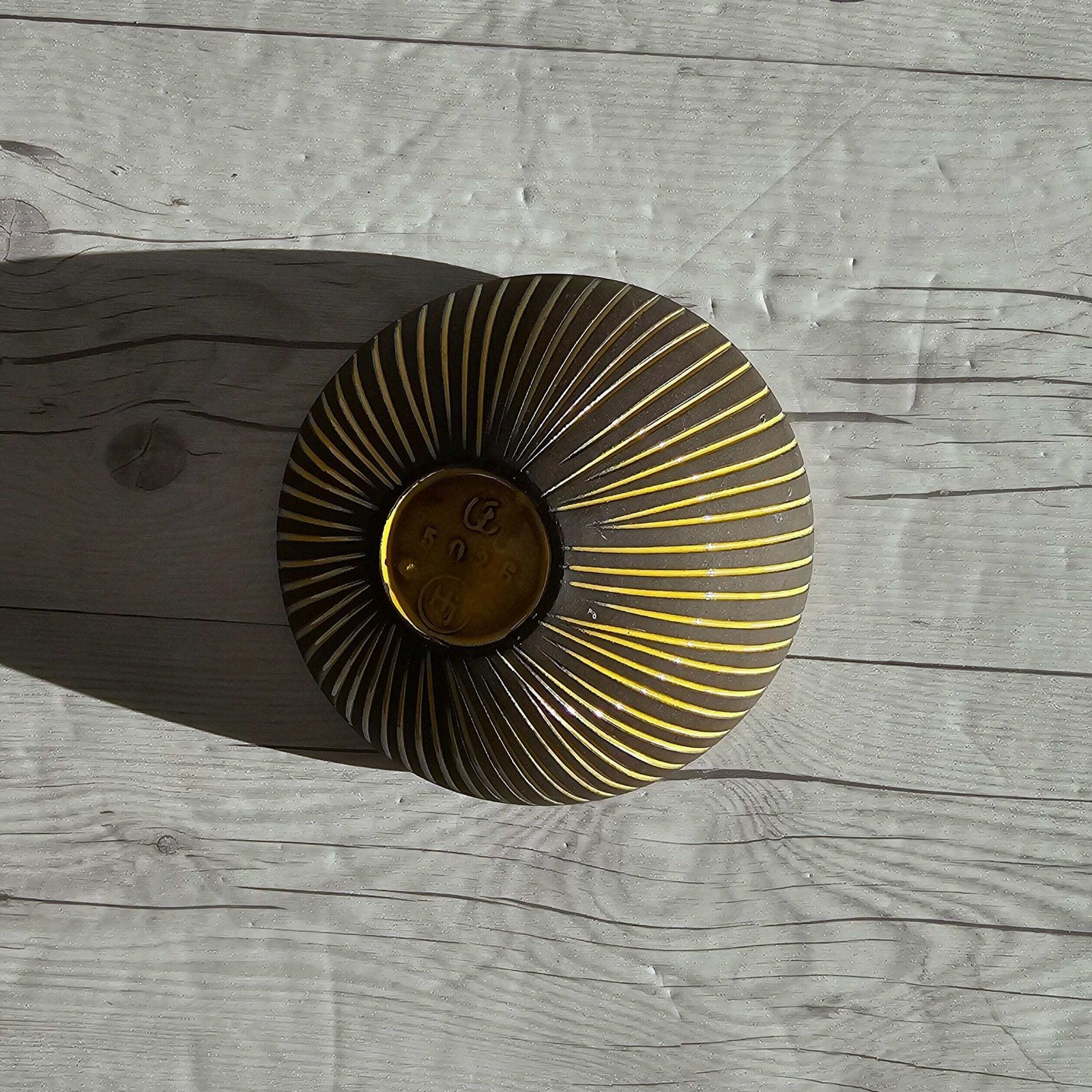 photo for sale Hjordis Oldfors For Upsala Ekeby, 1954 'Kokos' (Coconut) Series, Modernist Sculptural Sgraffito Dish