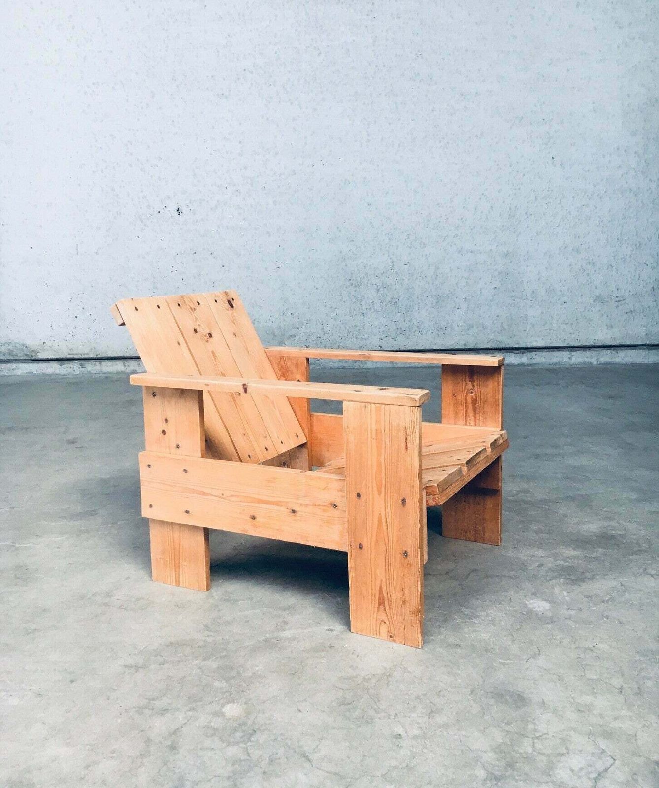 photo for sale De Stijl Movement Dutch Design Pine Crate Chair By Gerrit Rietveld