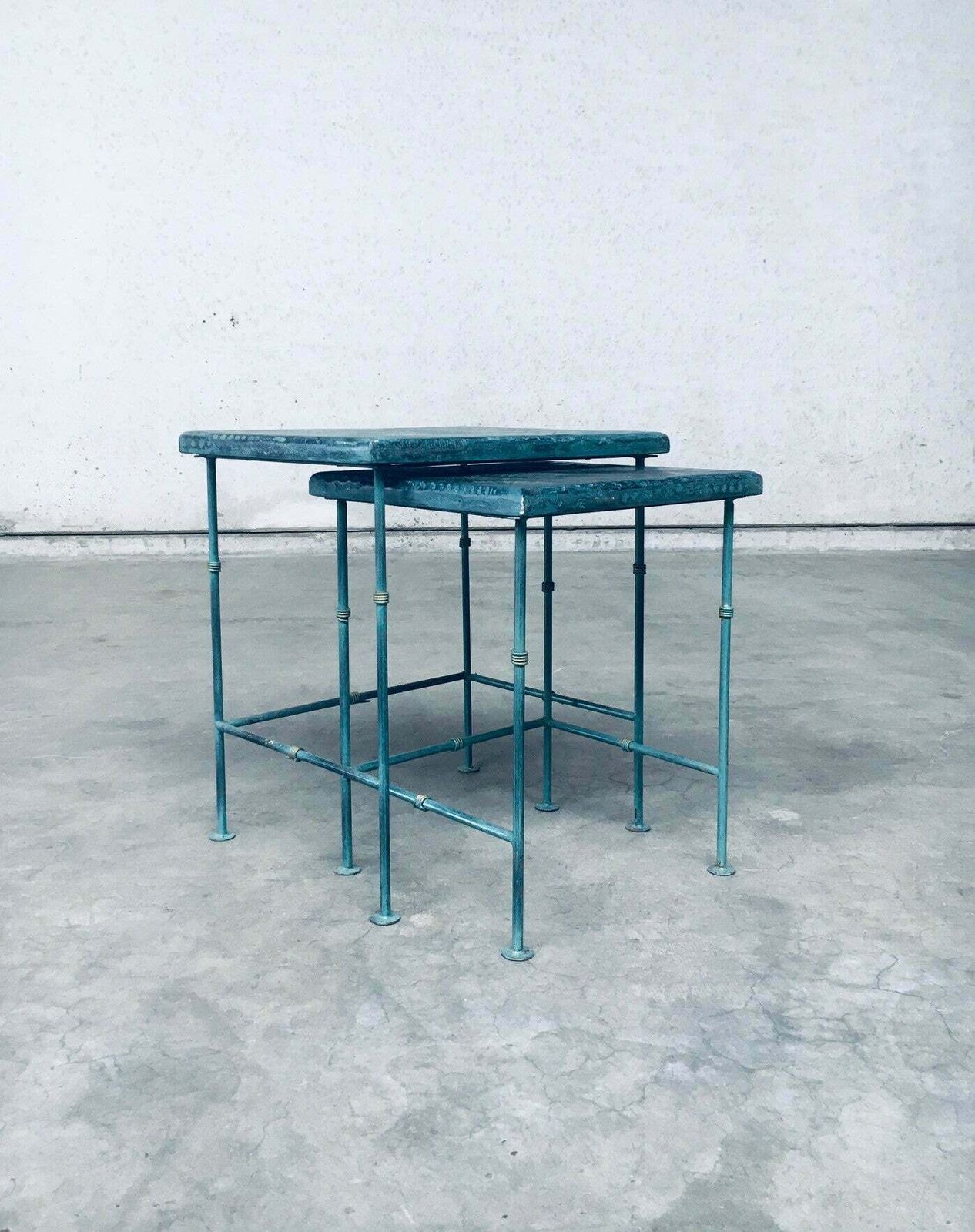 Postmodern Design Handgemaakt Bijzettafelset Van J. Berdou, Frankrijk, Jaren 1980 photo 1300.0