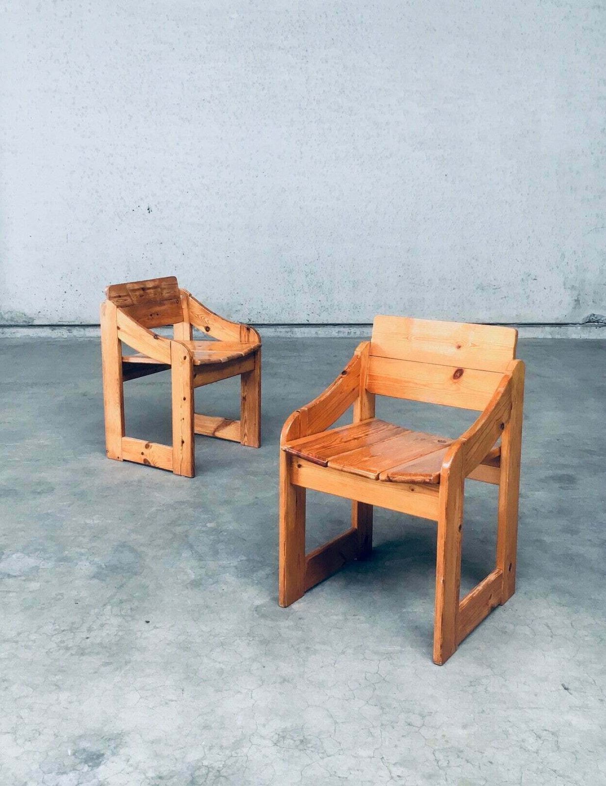 Scandinavian Design Pine Side Chair Set, Sweden 1960's
