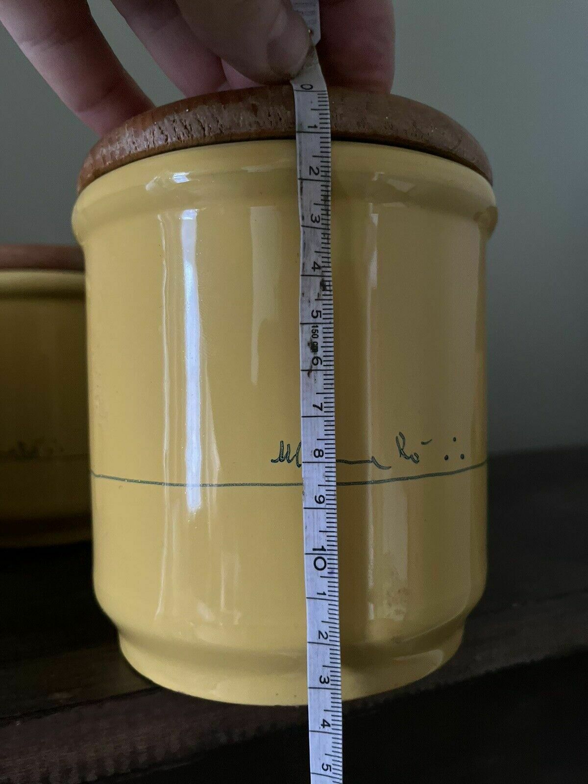 Vintage Mamma Ro Yellow Glazed Pottery Cannisters, Italy Rare Item photo for sale