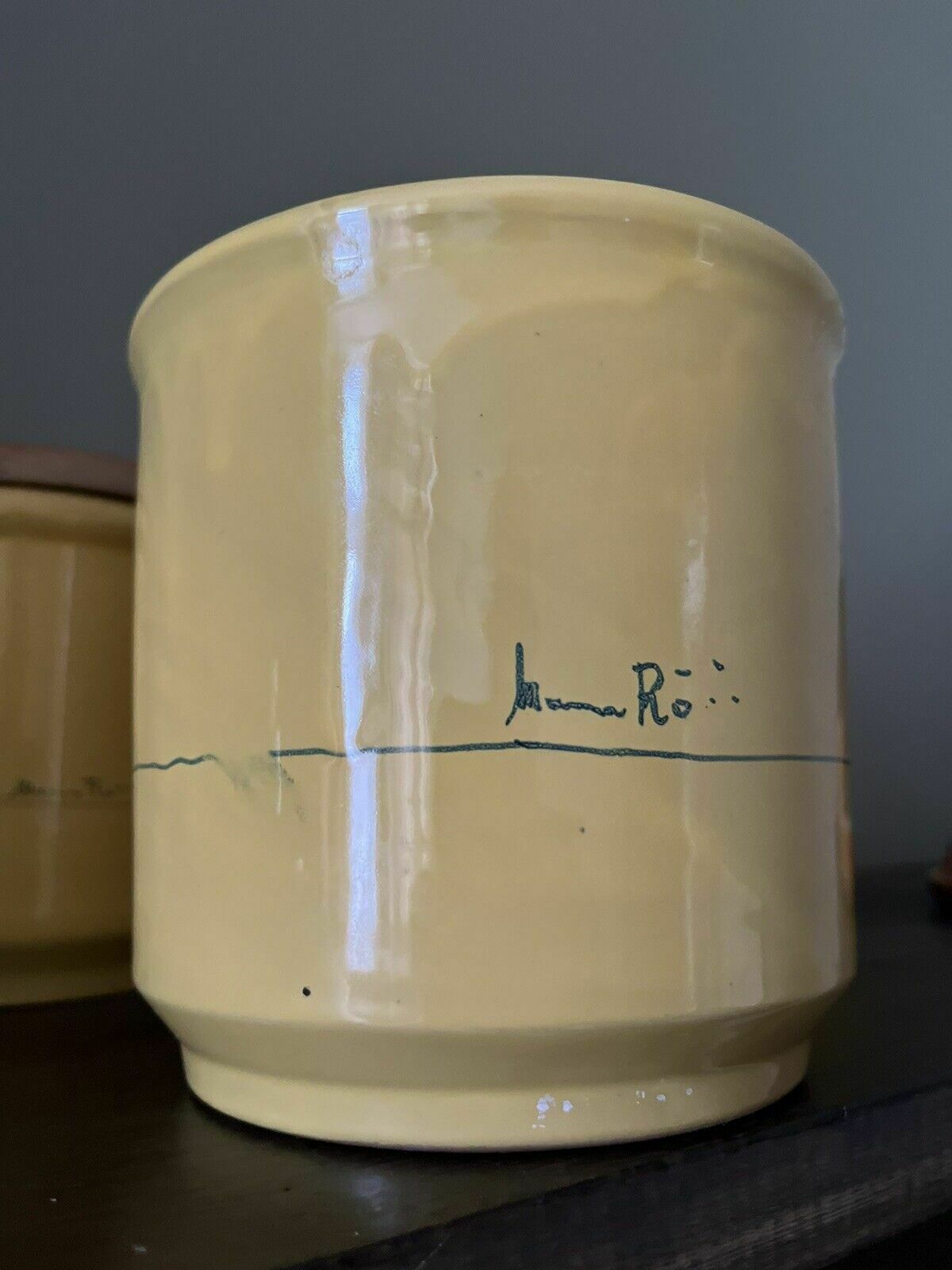 Vintage Mamma Ro Yellow Glazed Pottery Cannisters, Italy Rare Item photo Home Decor