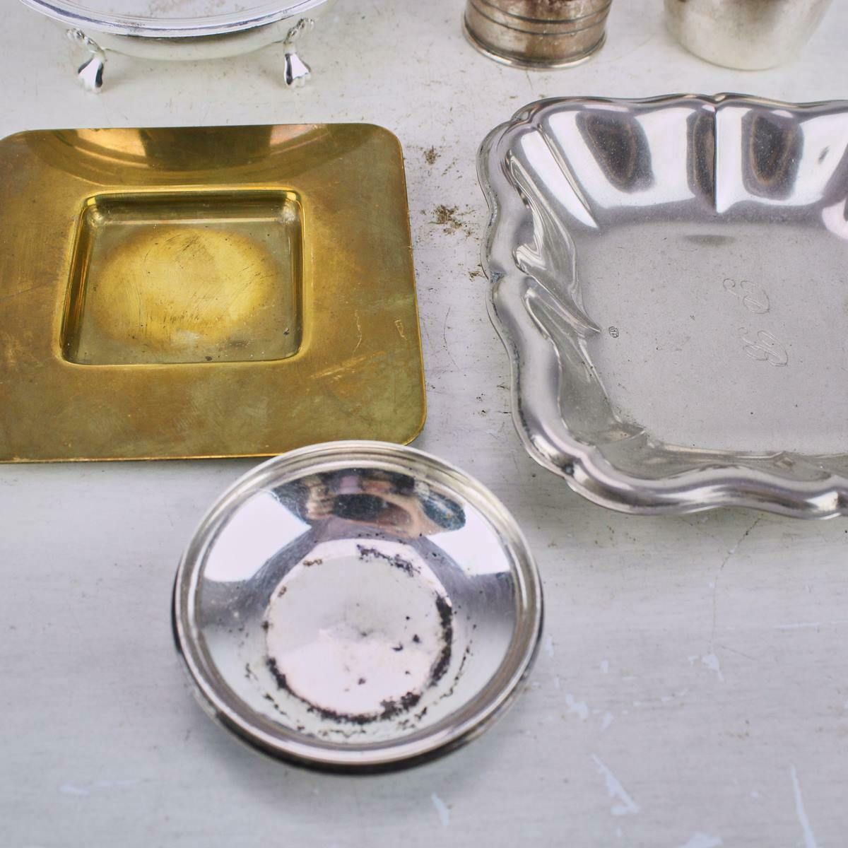 Lot Of Vintage Precious Metal Jars, Saucers  10pcs photo buy