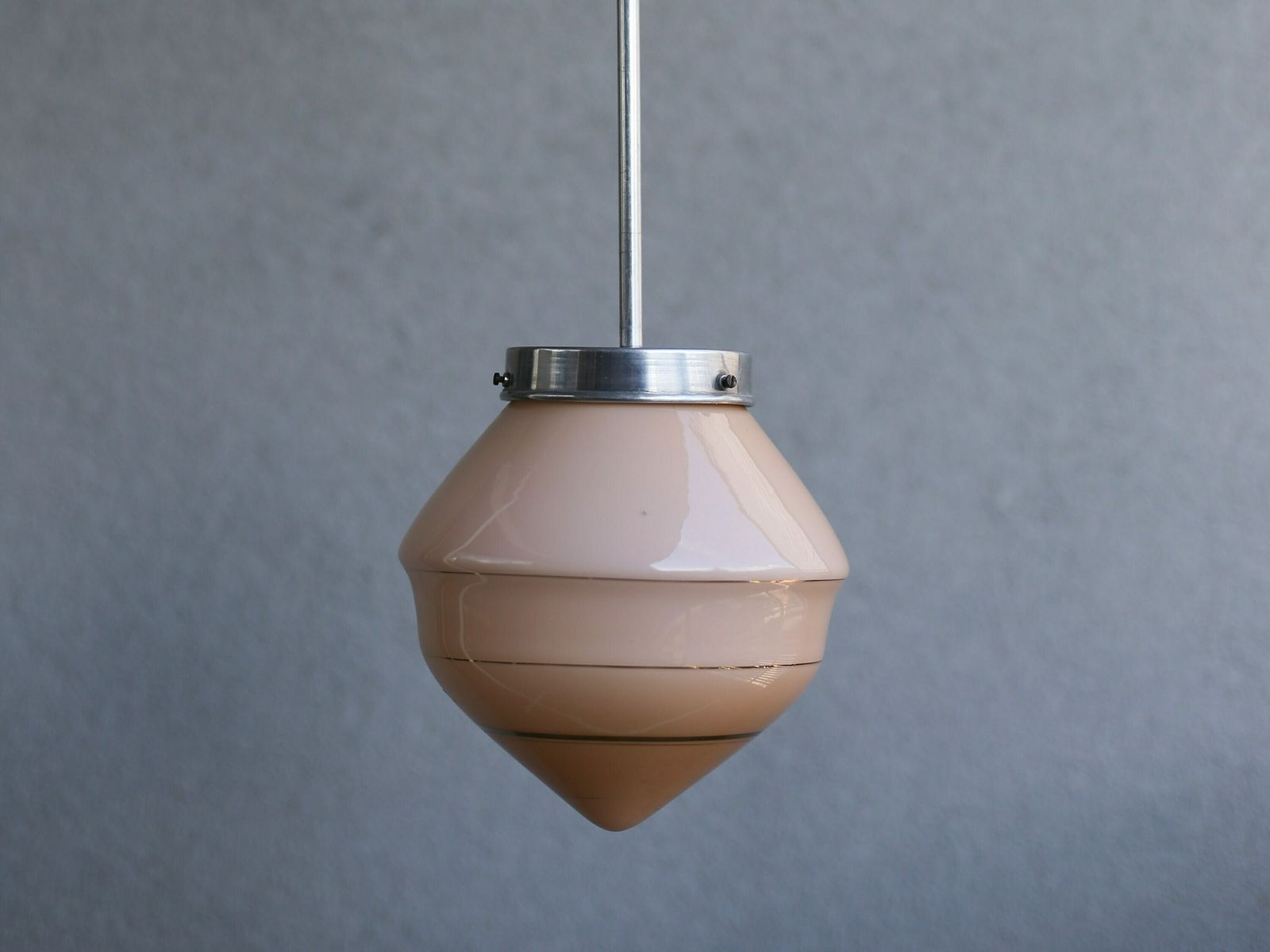 Vintage Glass Pendant Lamp / Art Deco Pendant Lamp / Mid Century Modern Ceiling Lamp / Made In Yugoslavia / Mcm Lamp / Mid Century Lighting photo vintage