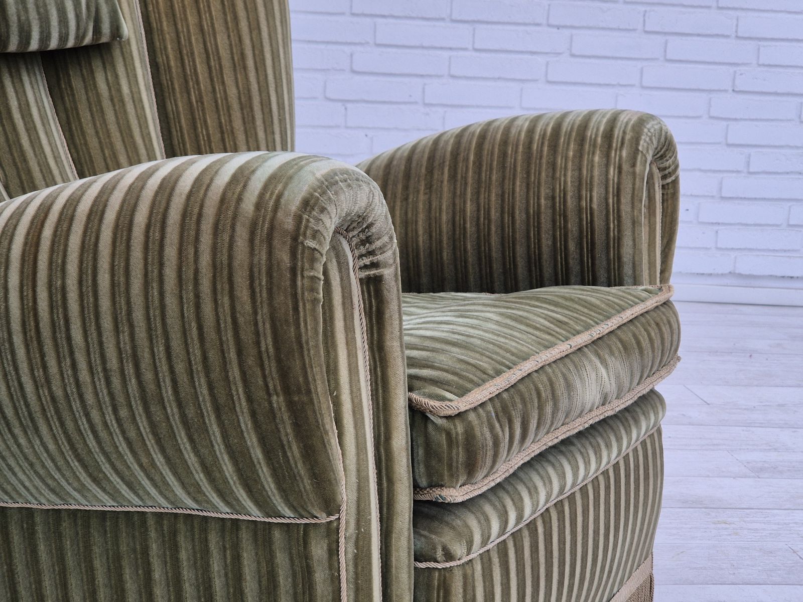 Ca. Jaren 1960, Deense Relax Fauteuil, Groene Meubelvelours, Goede Staat. photo furniture