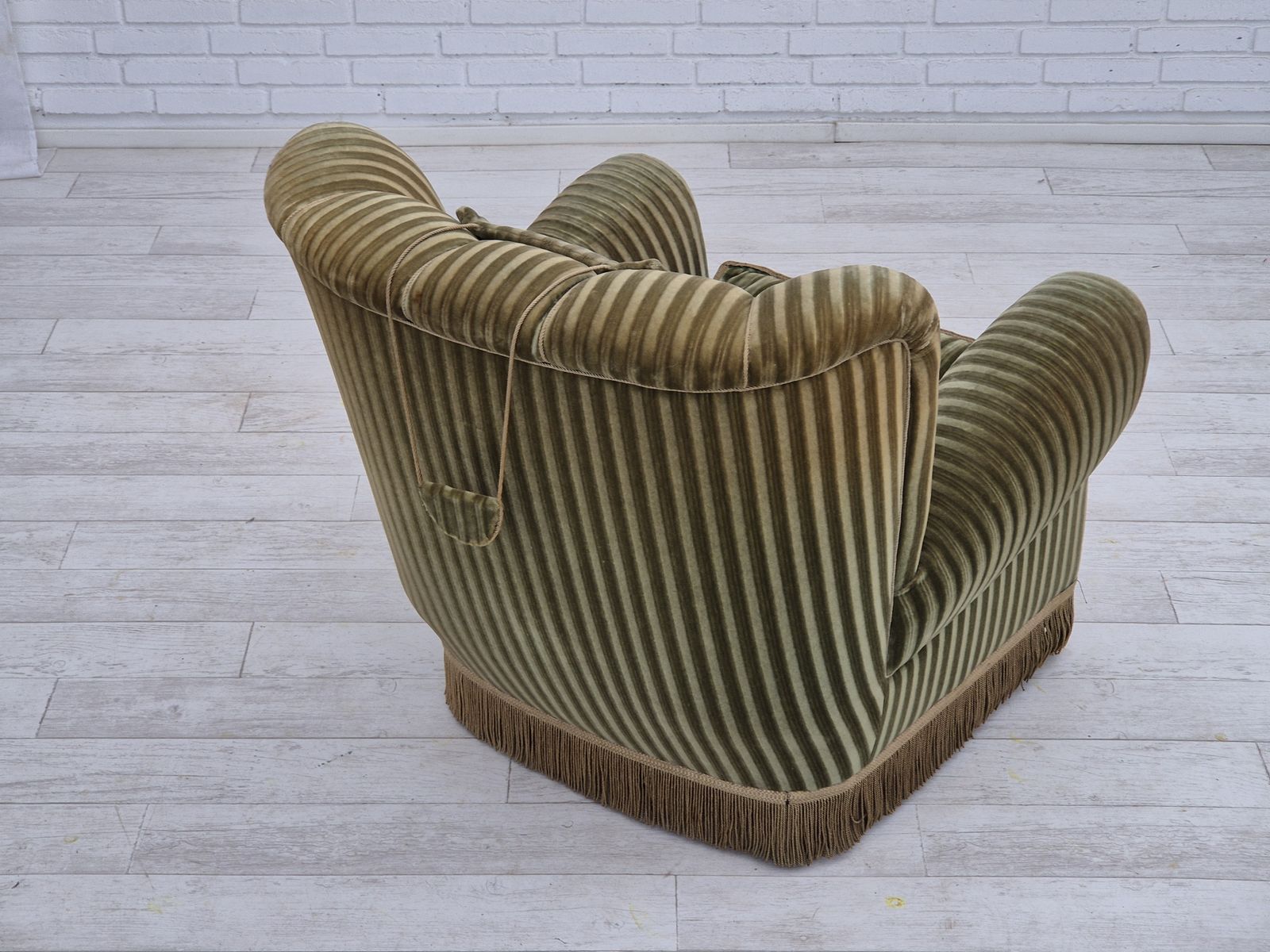 1600.0 Ca. Jaren 1960, Deense Relax Fauteuil, Groene Meubelvelours, Goede Staat. photo