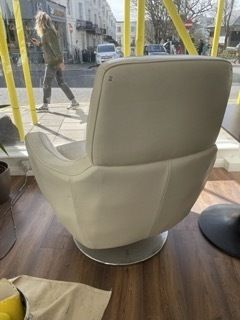 Cream Leather 60s Retro Design Swivel Armchairs X 2 photo Furniture