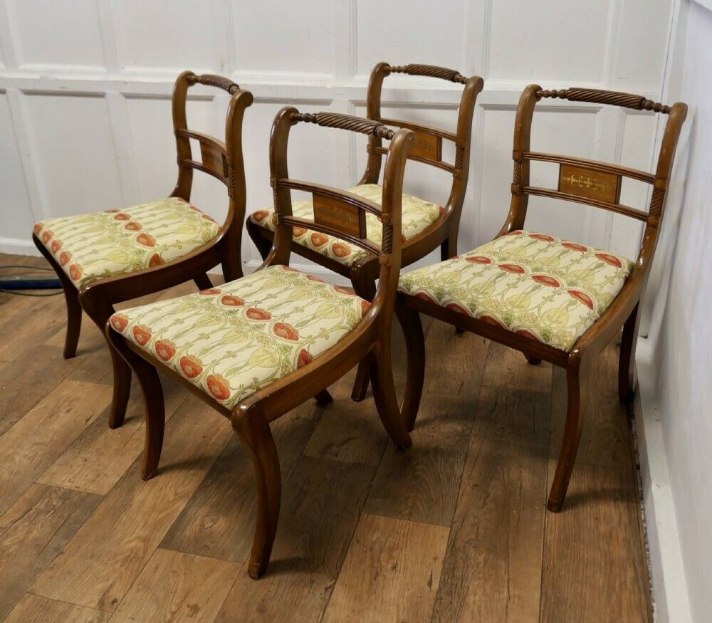 Set Of 4 Art Nouveau Walnut Dining Chairs photo furniture