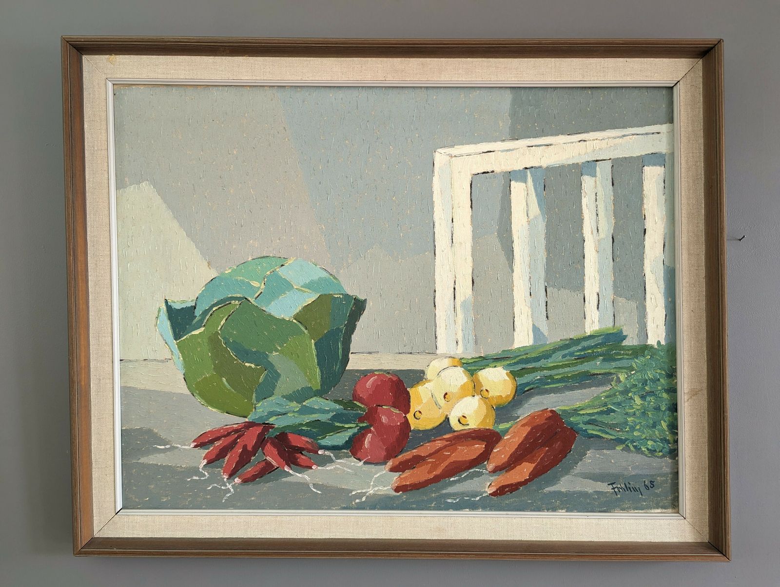 Oil Painting Still Life With Vegetables, 1960s
