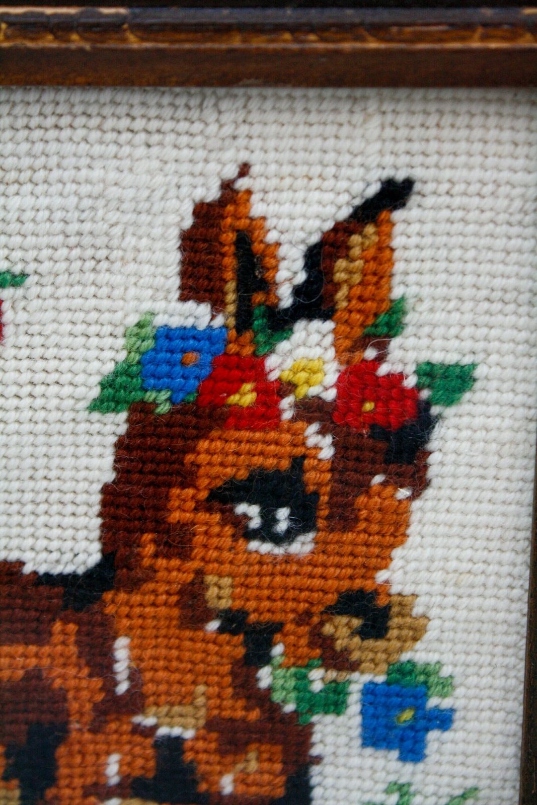Vintage Framed Bambi Needlepoint Embroidery Wall Hanging / Vintage Gobelin Tapestry / Vintage Framed Art / Kids Room Decor / Yugoslavia photo vintage