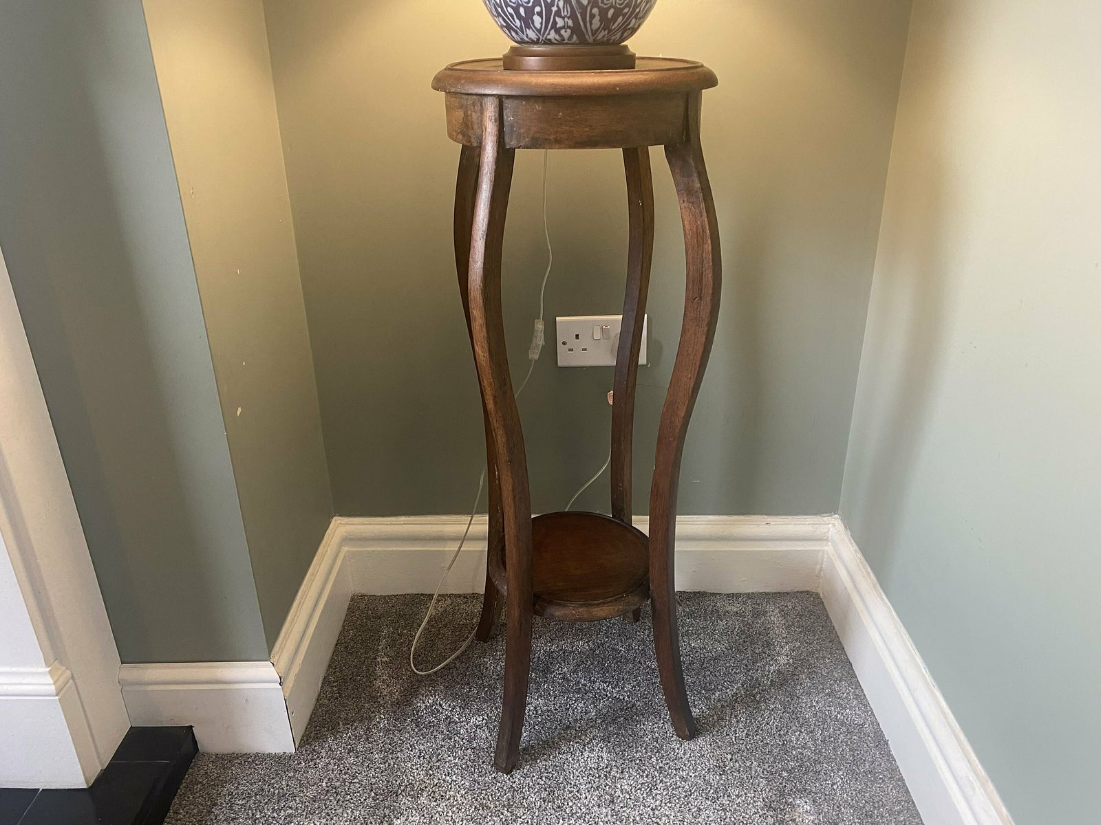 Antique Edwardian Two Tier Oak Plant Stand photo buy
