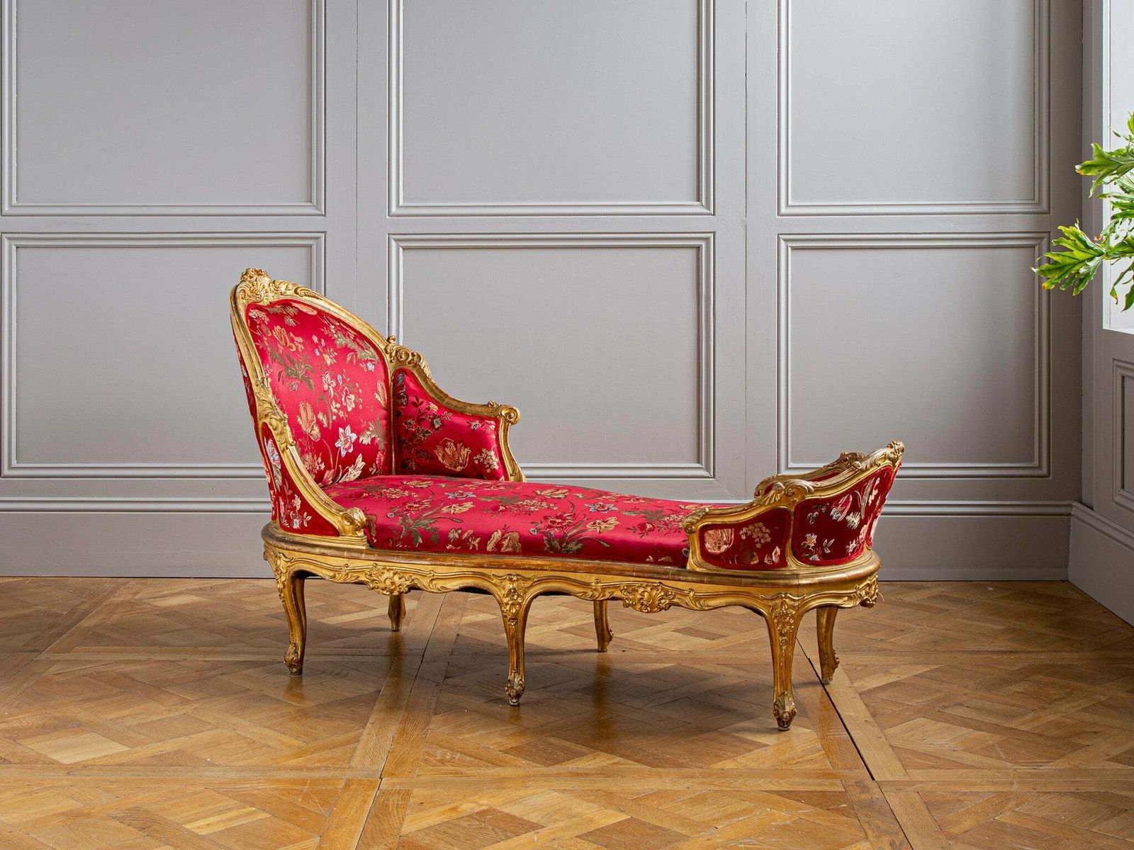 photo for sale Italian Giltwood Lxv Style Chaise Longue, Circa Late 1800's