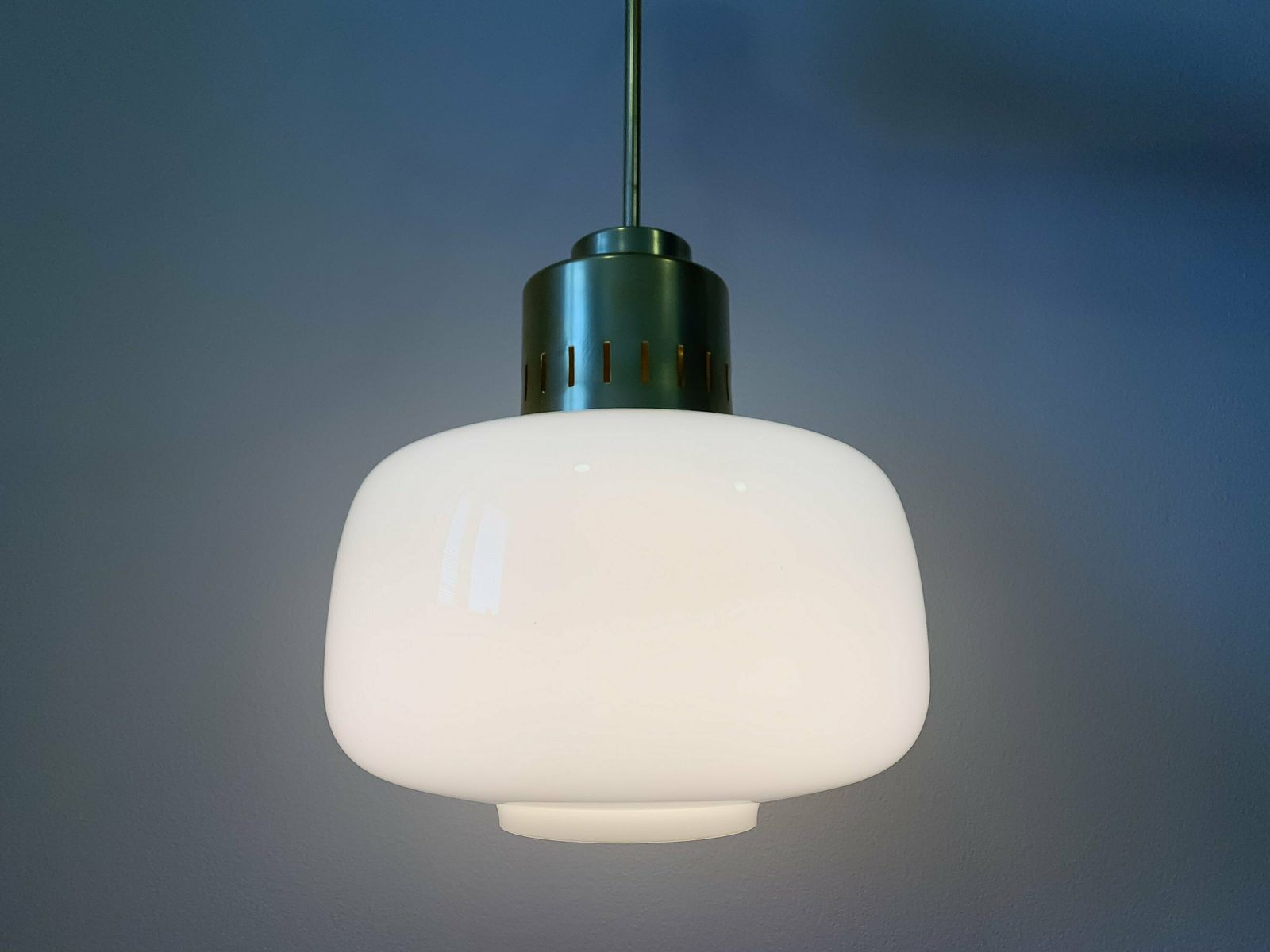 photo for sale 1of2 Vintage White Opaline Glass Pendant Light / Modernist Ceiling Light / Danish Modern Lamp / Mid Century Lamp Chandelier / 70s Yugoslavia