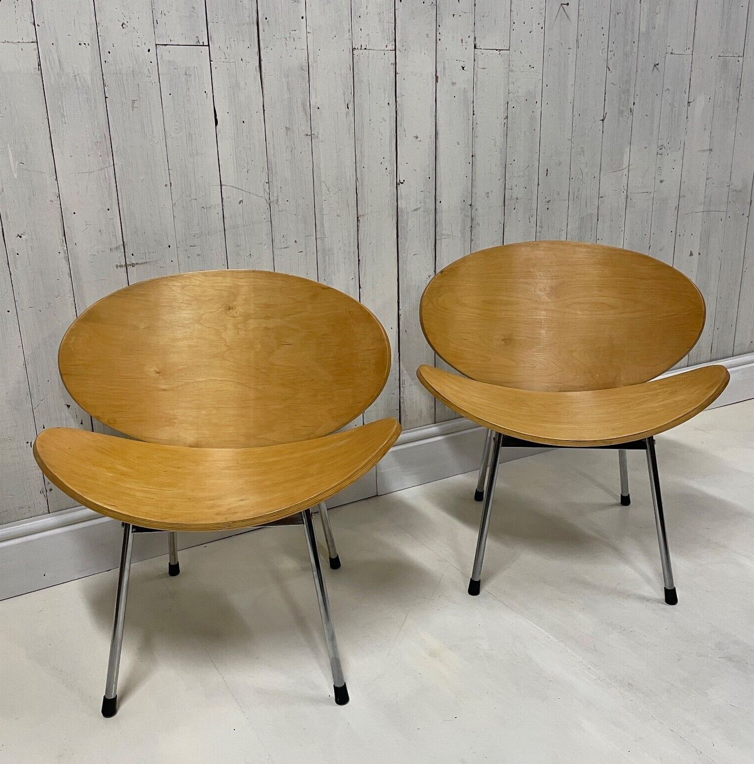 2 X Mid Century Ply Chairs Danish Vico Fritz Hans 70s 80s Lounge Garden Dining