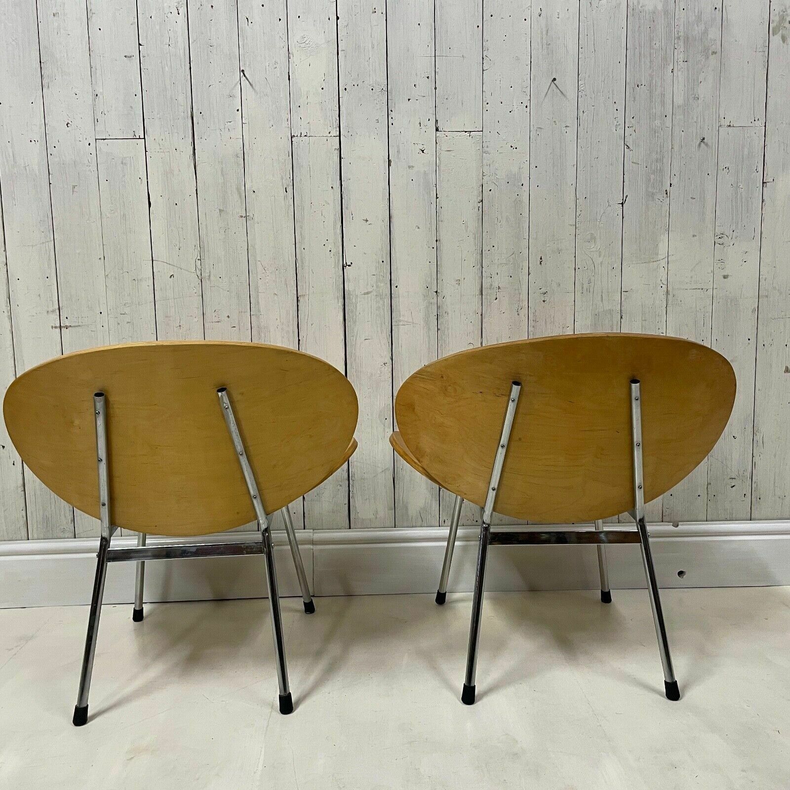 2 X Mid Century Ply Chairs Danish Vico Fritz Hans 70s 80s Lounge Garden Dining photo vinterior