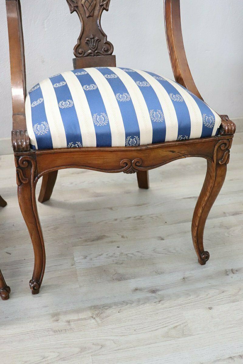 Dining Chairs In Carved Walnut, Early 19th Century, Set Of 4 photo vinterior