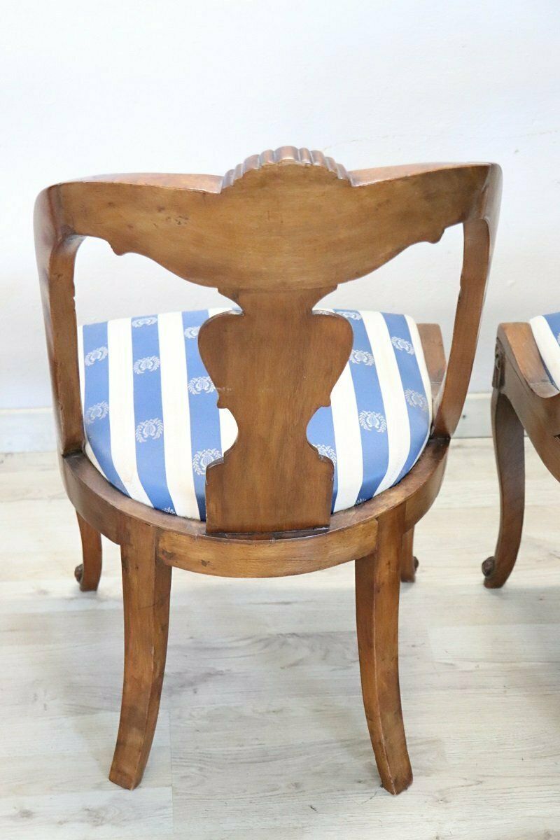 Dining Chairs In Carved Walnut, Early 19th Century, Set Of 4 photo vinterior