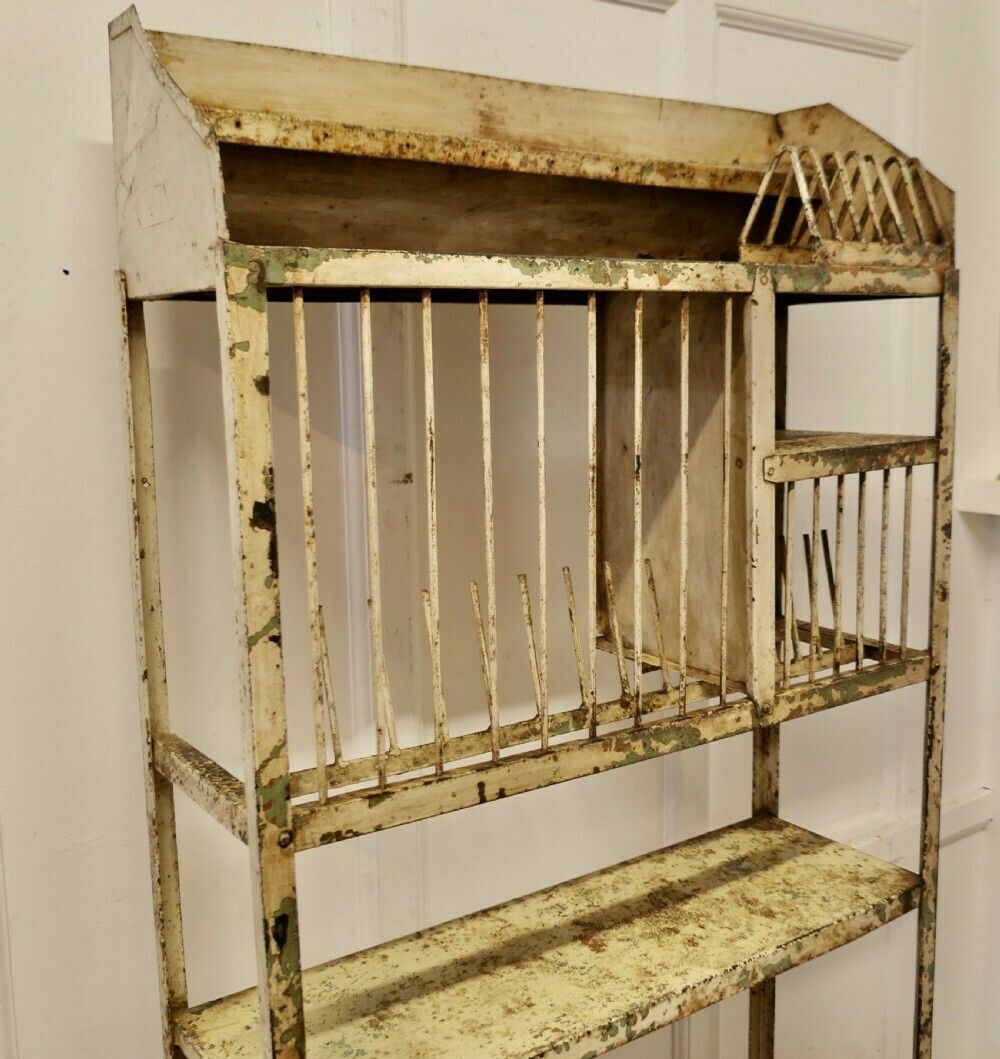 Old French Distressed Metal Field Kitchen Dresser, Drainer photo for sale