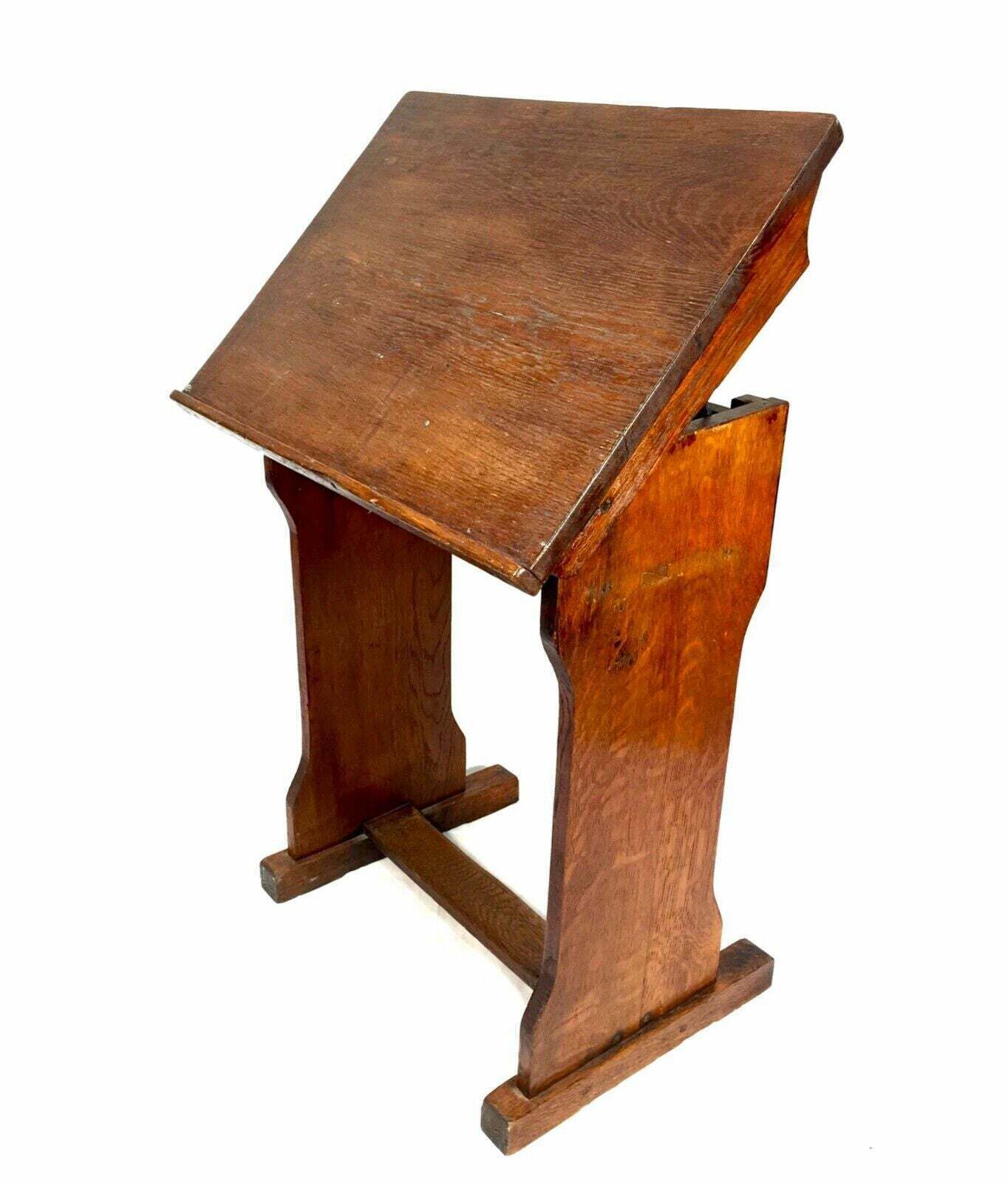 Antique Solid Oak Wooden Adjustable Lectern / Book Stand / Restaurant C.1920 photo furniture