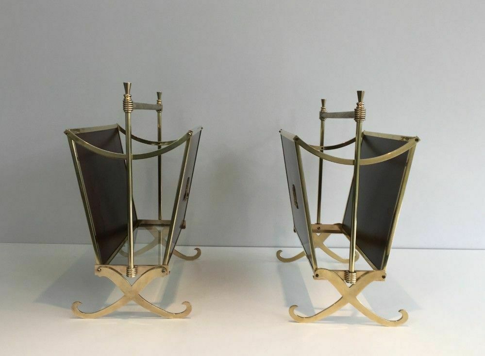 Pair Of Mahogany And Brass Magazine Racks. Jansen House photo 1250.0