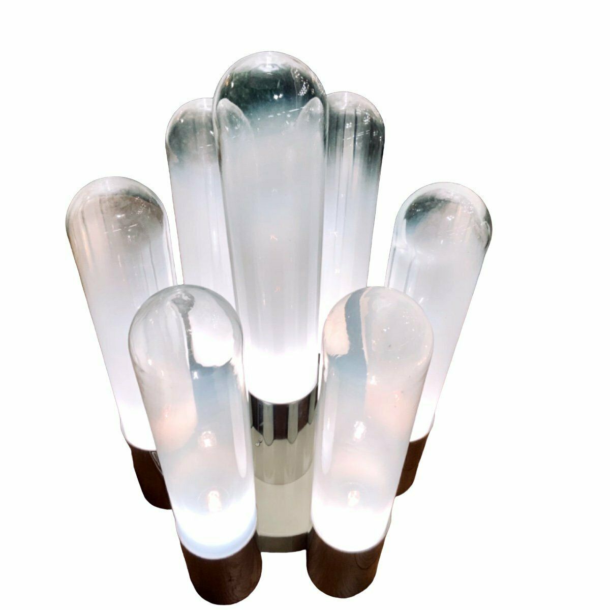 1970s Italian Table Lamp In Chrome And Opalescent Glass By Carlos Nazon photo furniture