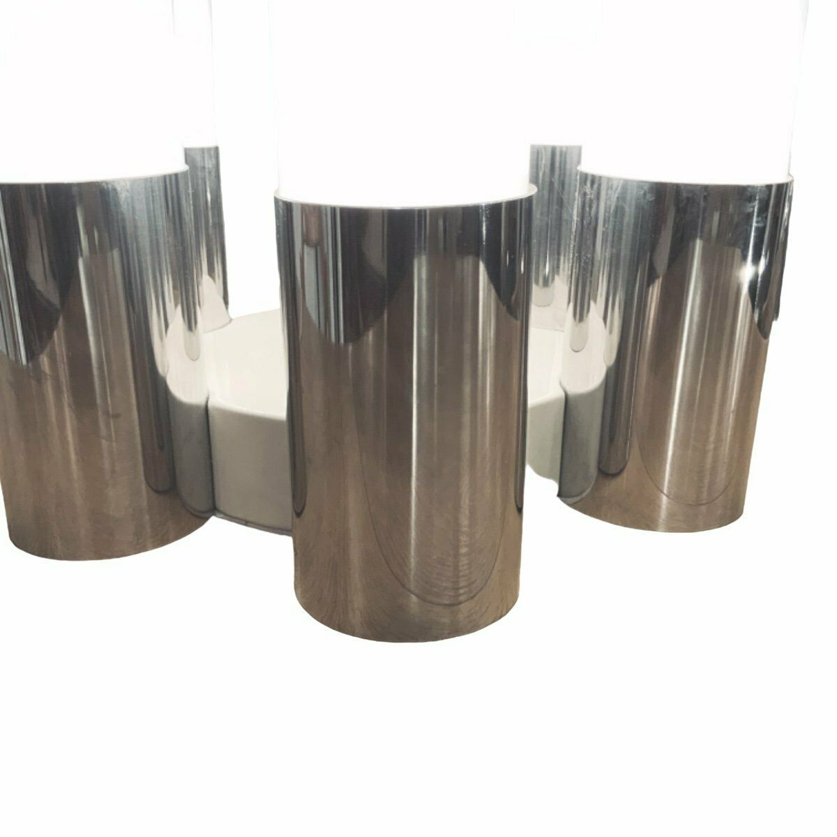 1970s Italian Table Lamp In Chrome And Opalescent Glass By Carlos Nazon photo Lighting
